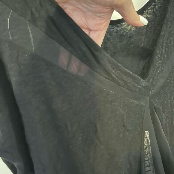 Dantelle Tunic Women 1x Sheer cut out Black Rayon linen boho whimsigoth goth NWT - Picture 10 of 13